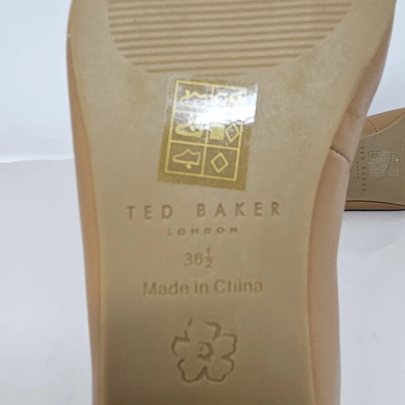 Ted Baker London Womens Bayana Bow Ballet Flats Shoes Sz 36.5=6 Tan Leather - Picture 9 of 13